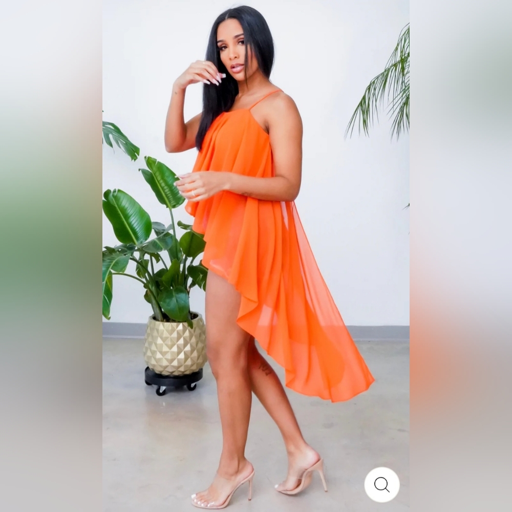 Cutely Covered Summer Fun Top - Orange color. Size Medium